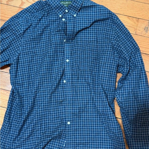 Eddie Bauer Other - Eddie Bauer Navy Blue Plaid Button-Down Shirt